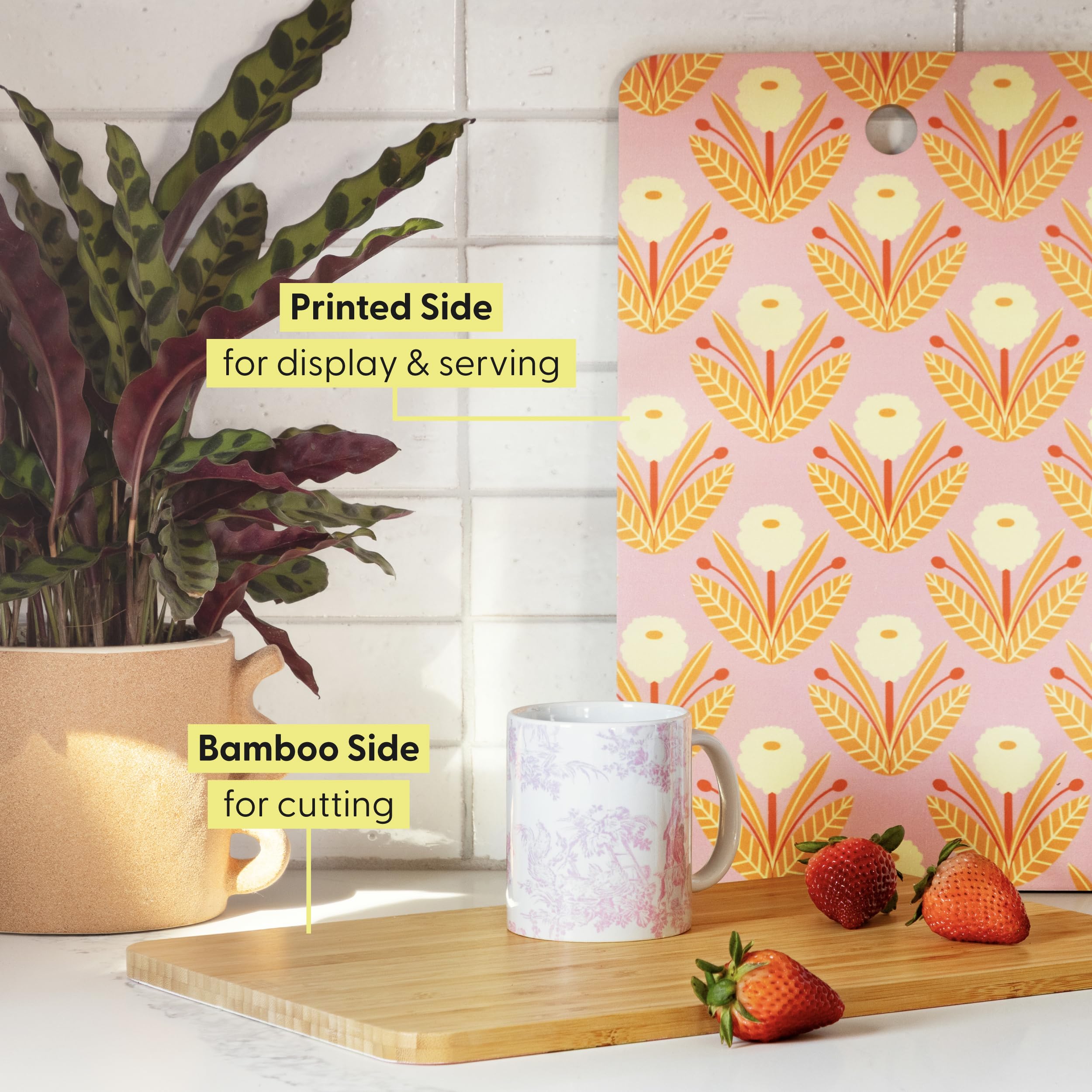 Society6 Bamboo Cutting Board | 83 Oranges Botanical Boho Art | Kitchen Decor Food-Safe Serving Board, Lovely And Fine, 11.5"L x 0.5"W - Image 5