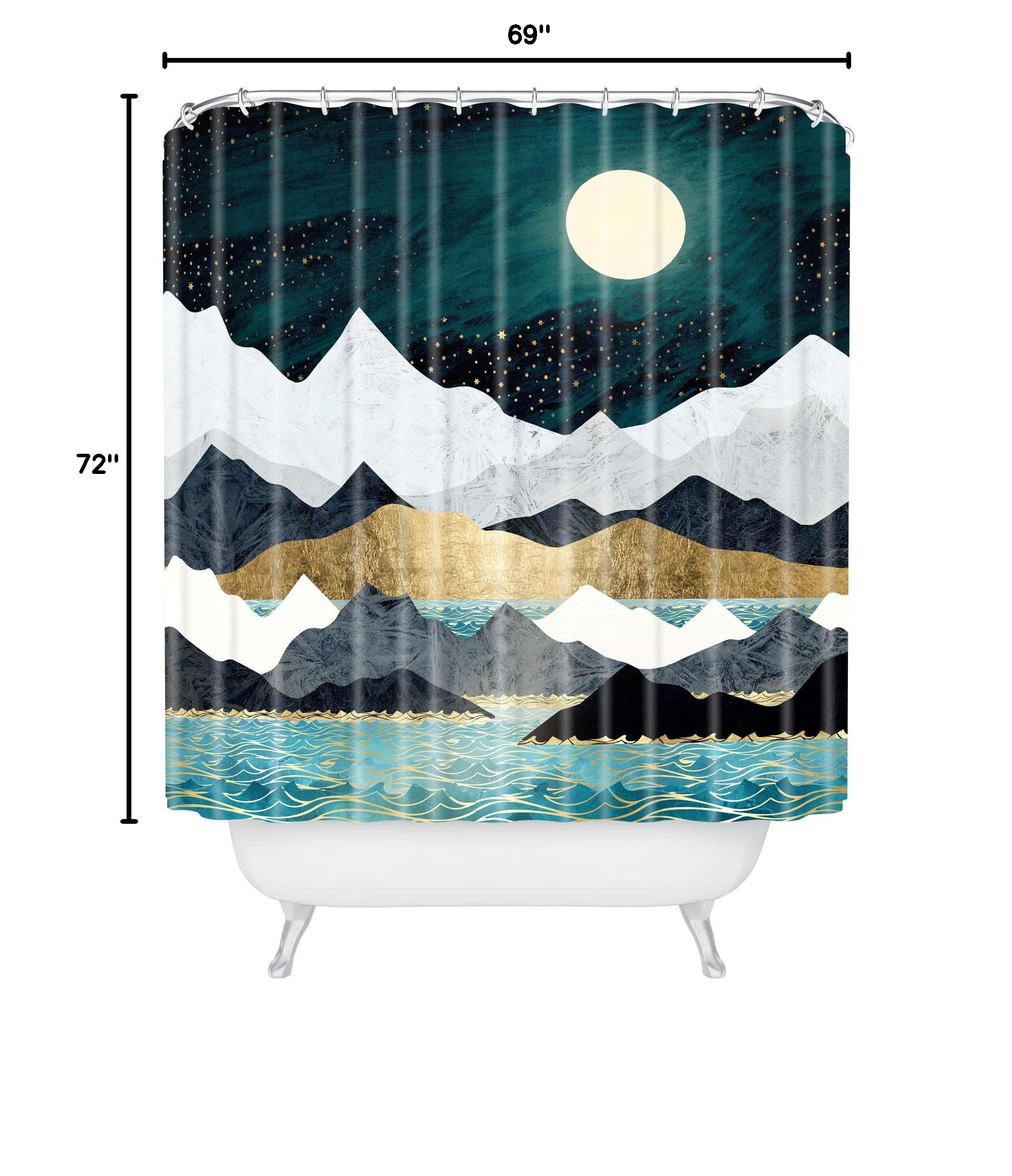 Society6 Shower Curtain - Bathroom Decor by SpaceFrogDesigns - Fabric Shower Curtains for Bathroom, 72" x 69", Ocean Stars - Image 8