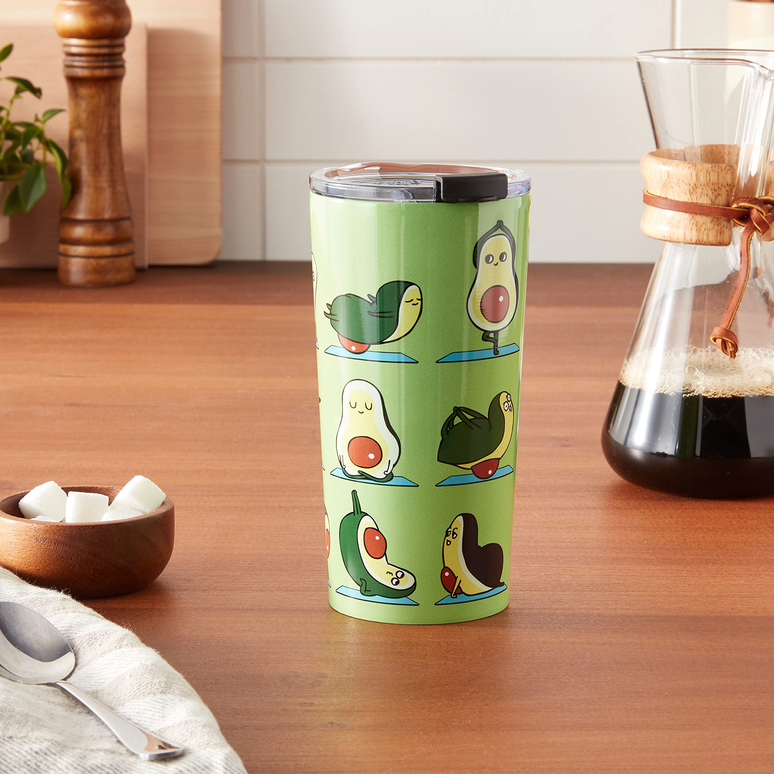 Society6 Stainless Steel 69795-trvlmg Huebucket Avocado Yoga Travel Mug, 20oz, Green, 1 Count (Pack of 1) - Image 5